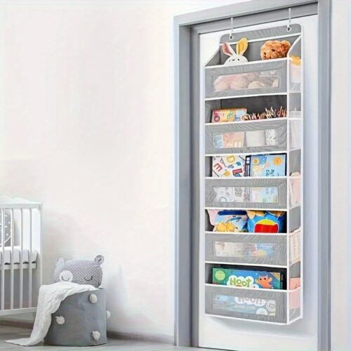 5-Tier Over Door Hanging Storage Organizer Rack Gray
