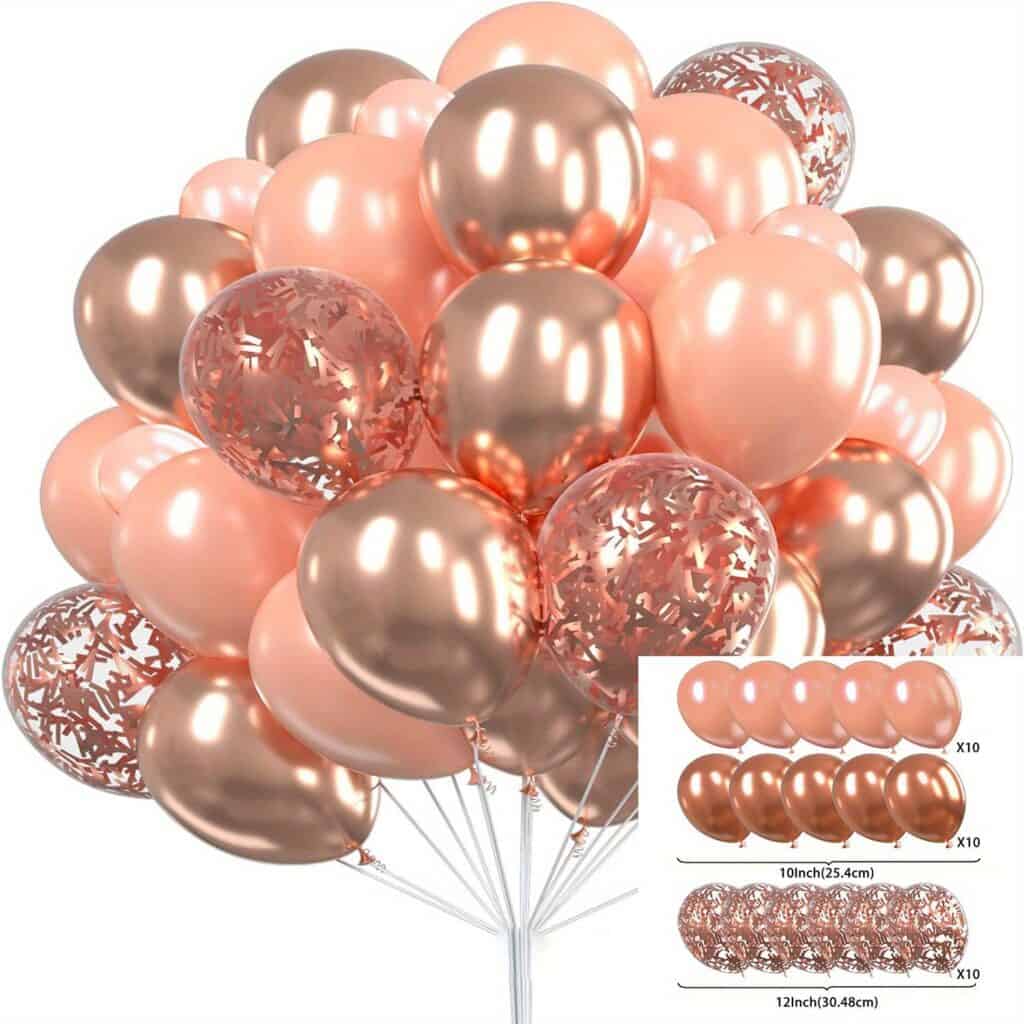 Metallic Balloon Set Gold Blue Silver Confetti 30pcs
