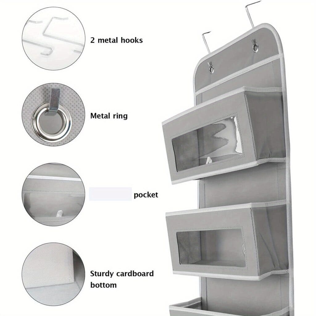 5-Tier Over Door Hanging Storage Organizer Rack Gray
