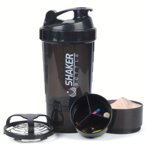 Leak-Proof Protein Shaker Bottle, Plastic, 16oz (473ml), Portable Sports Water Bottle for Fitness