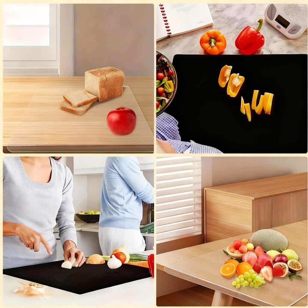 Large Black Cutting Board with Lip for Kitchen Counter