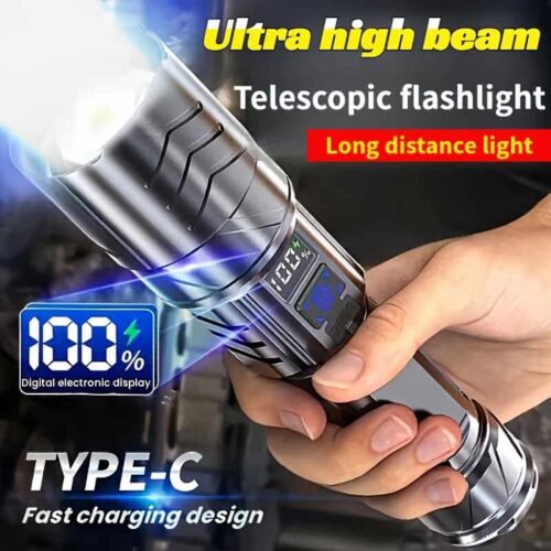 Super Bright Rechargeable LED Flashlight with Zoom Focus