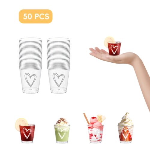 Heart-Shaped Disposable Cups for Weddings and Parties 50pcs/100pcs