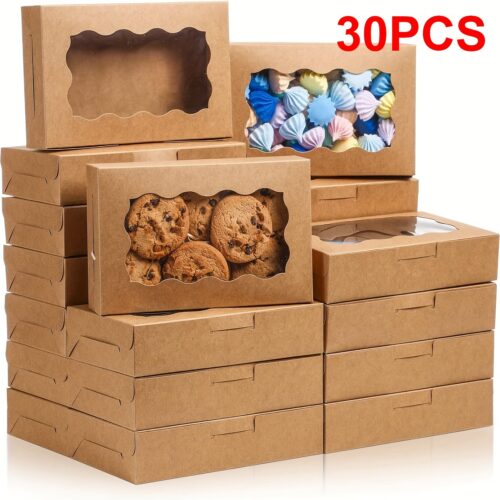 30pcs Cookie Boxes Cupcake Boxes Bakery Boxes Candy Treat Box Dessert Boxes with Window Small Containers for Dessert Pastry Candy for Wedding Birthday