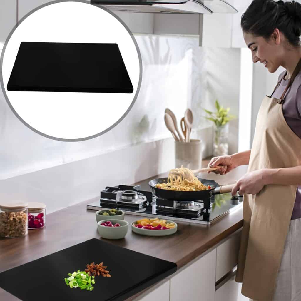 Large Black Cutting Board with Lip for Kitchen Counter