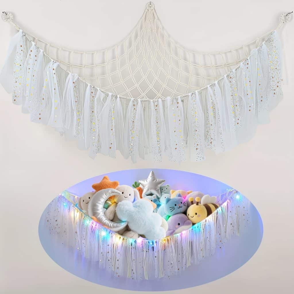 LED Stuffed Animal Hammock Net for Kids Toy Storage