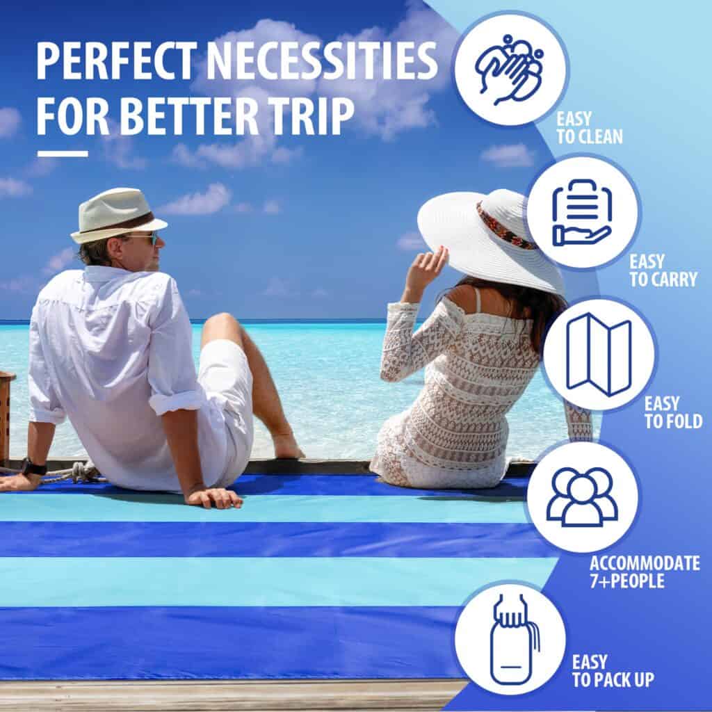 Oversized Sandproof Beach Blanket for Travel Camping