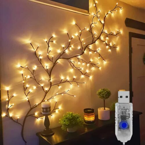 1pc Bendable Willow Vine Lamp, Birch Tree Light with 72/96/144 Leds, 8 Modes Artificial Plant Vine Decorative Light, Home Living Room Night Light, Party, Holiday Decoration Lamp, Birthday, Christmas, Mother’S Day, Thanksgiving, Perfect Gift