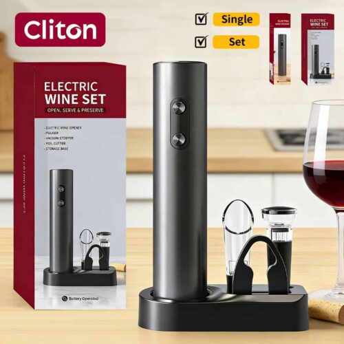 1pc Electric Wine Opener Set, Automatic Wine Corkscrew, Spiral Cork Drill, Vacuum Preservation Stopper, Pourer, Wine Accessories, 4.9cm X 9