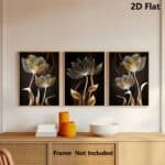 Black and Gold Flower Wall Art Canvas Decor