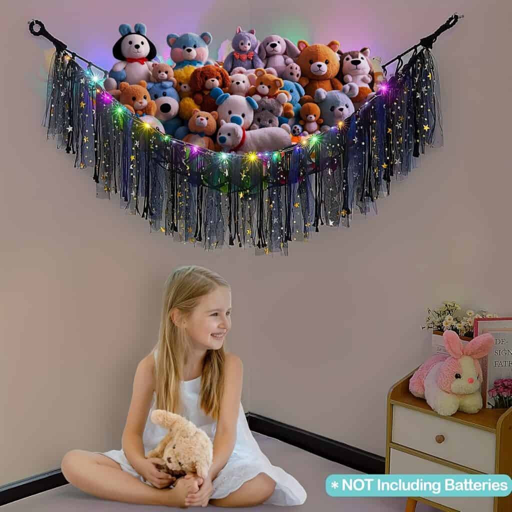 LED Stuffed Animal Hammock Net for Kids Toy Storage