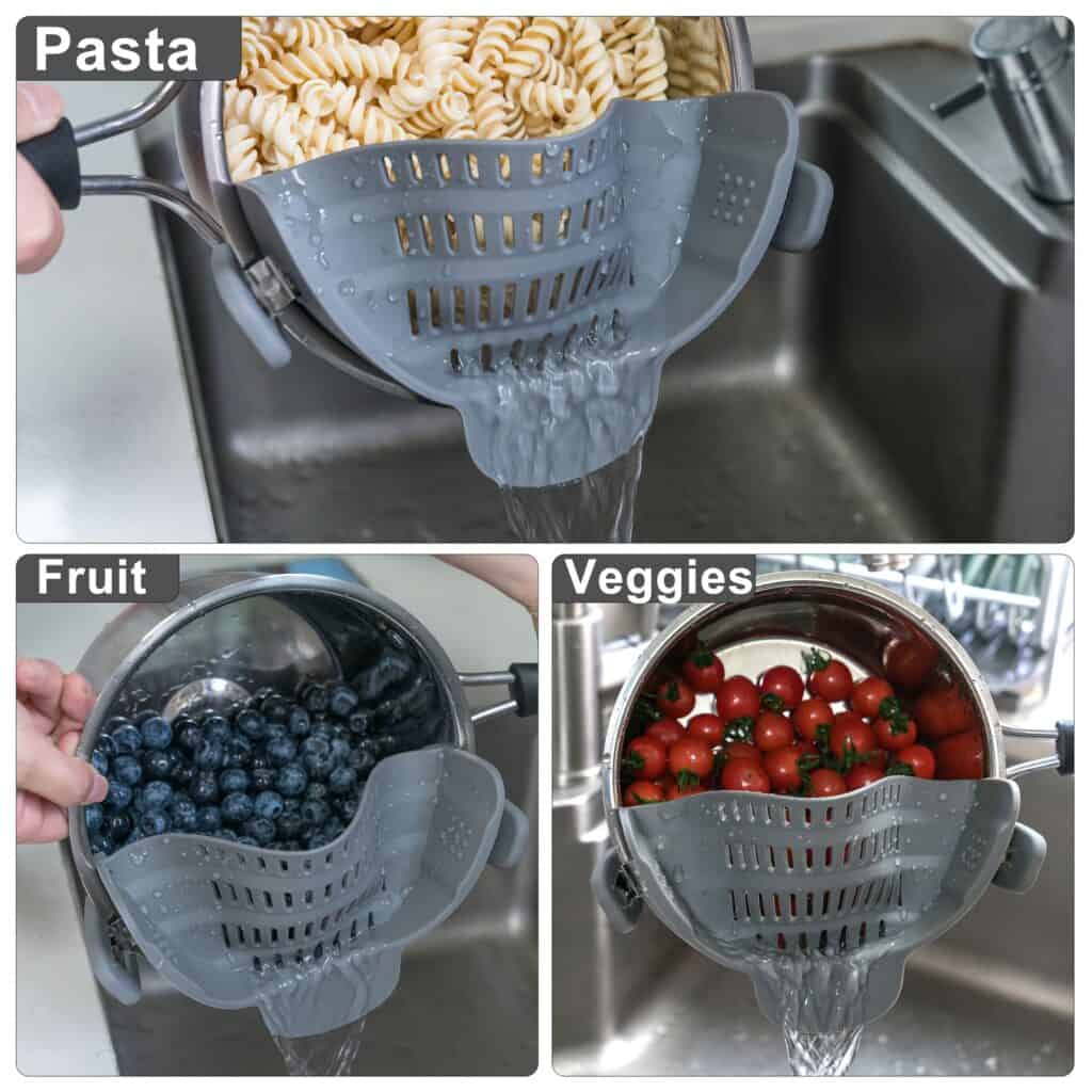 Clip-On Pasta Strainer for Pots and Pans Kitchen Tool