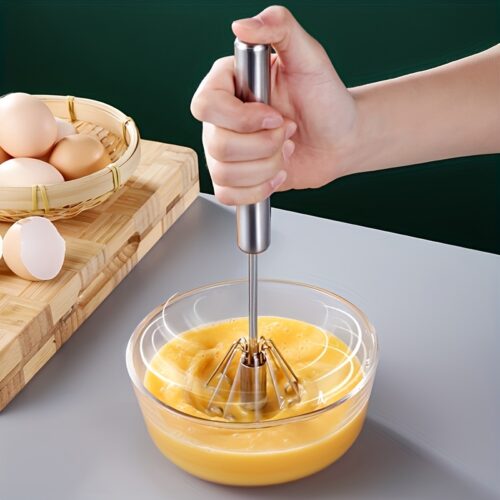 1pc Multifunctional Stainless Steel Whisk & Milk Frother, Home Baking Tools, Cream Egg Hand Blender, Household Push Blender Blender – Egg Whisk, Milk Frother, Hand Push Blender Blender Multi-Tool – Kitchen Utensils for Mixing, Blending, Beating