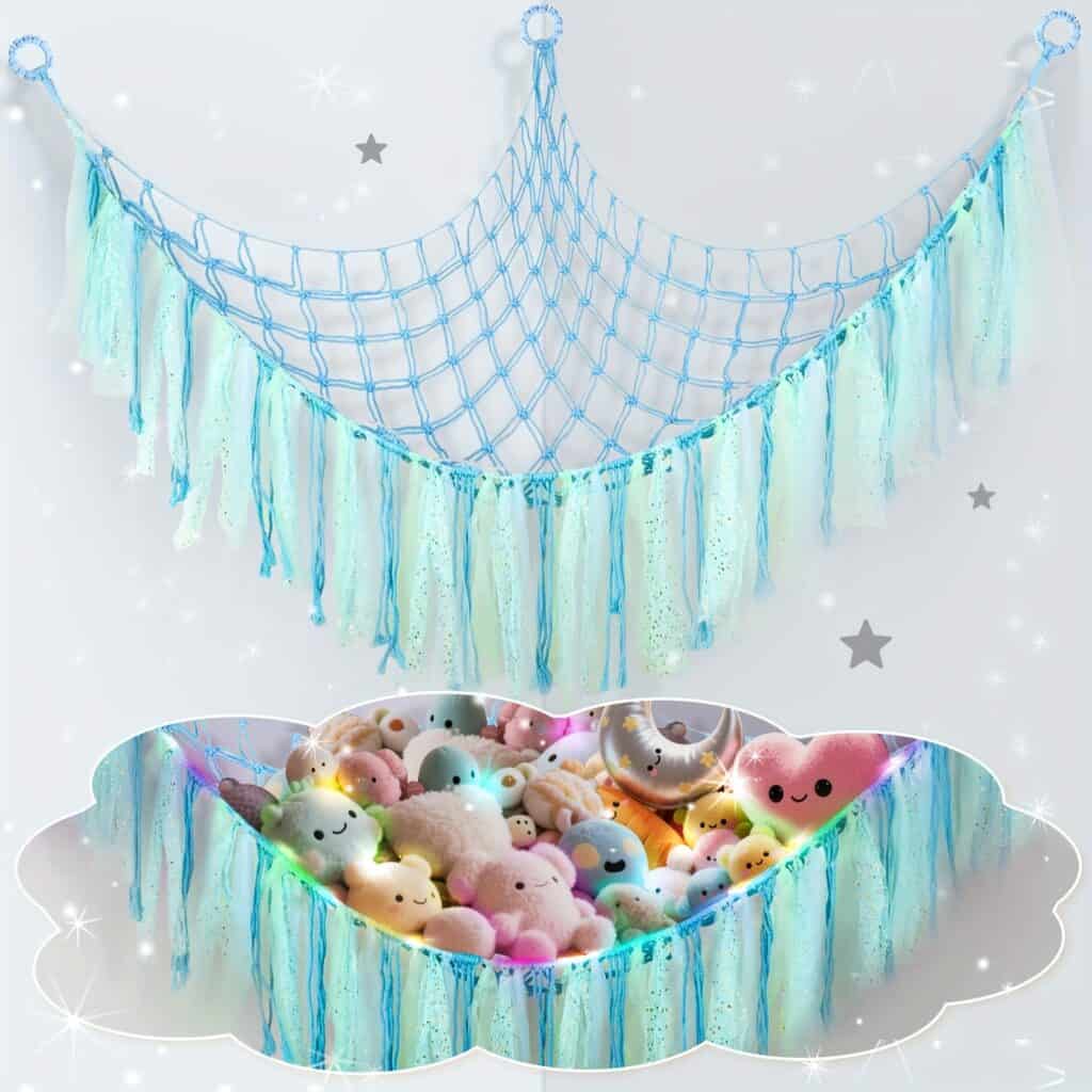 LED Stuffed Animal Hammock Net for Kids Toy Storage
