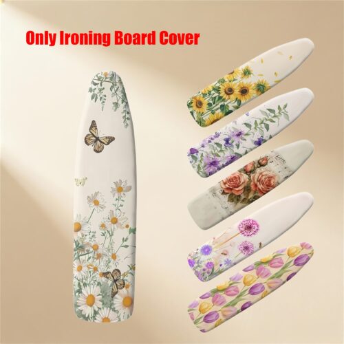Flower Theme Ironing Board Cover, Polyester, Washable, Fits Most Standard Size Boards, No-Heat Resistant, Easy Install, Home Decor for Spring Summer