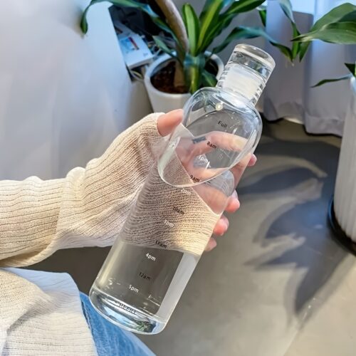 FANTIA Large Capacity Leakproof PC Water Bottle with Time Markings, Drop-Resistant Shatterproof Bottle Suitable for Gym,, Travel, Hydration Tracking & Time Management