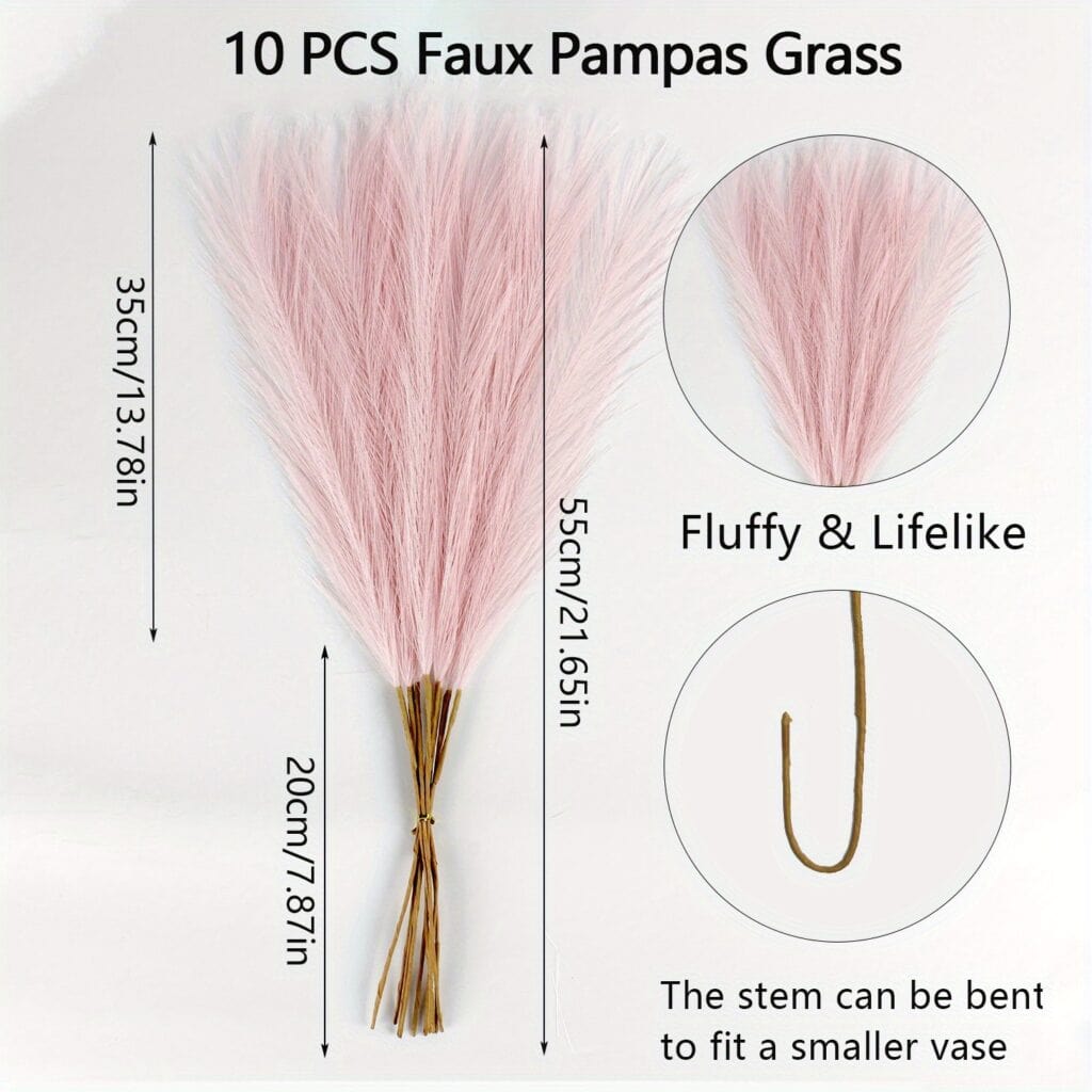 Artificial Pampas Grass Rose Bouquet Home Decor
