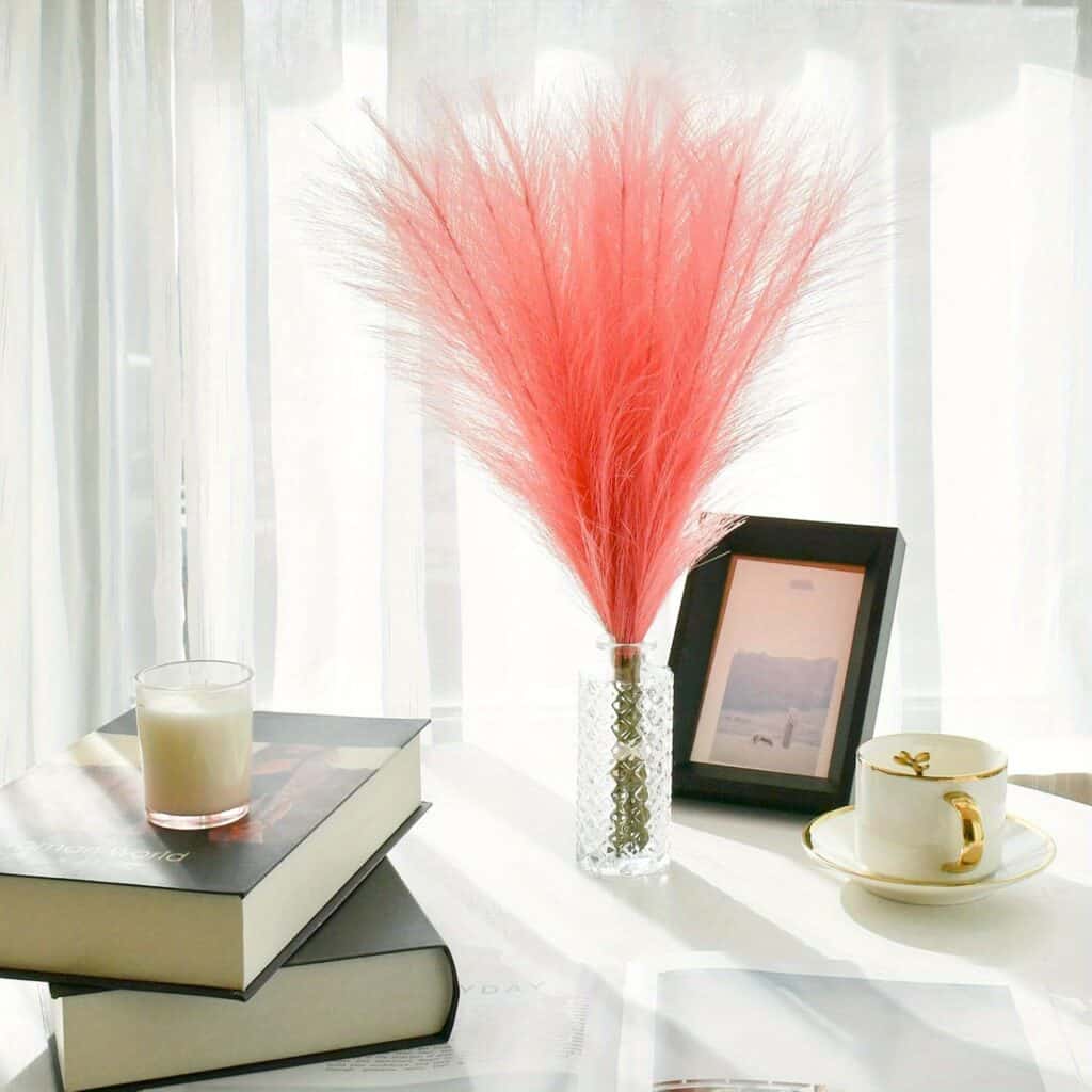 Artificial Pampas Grass Rose Bouquet Home Decor