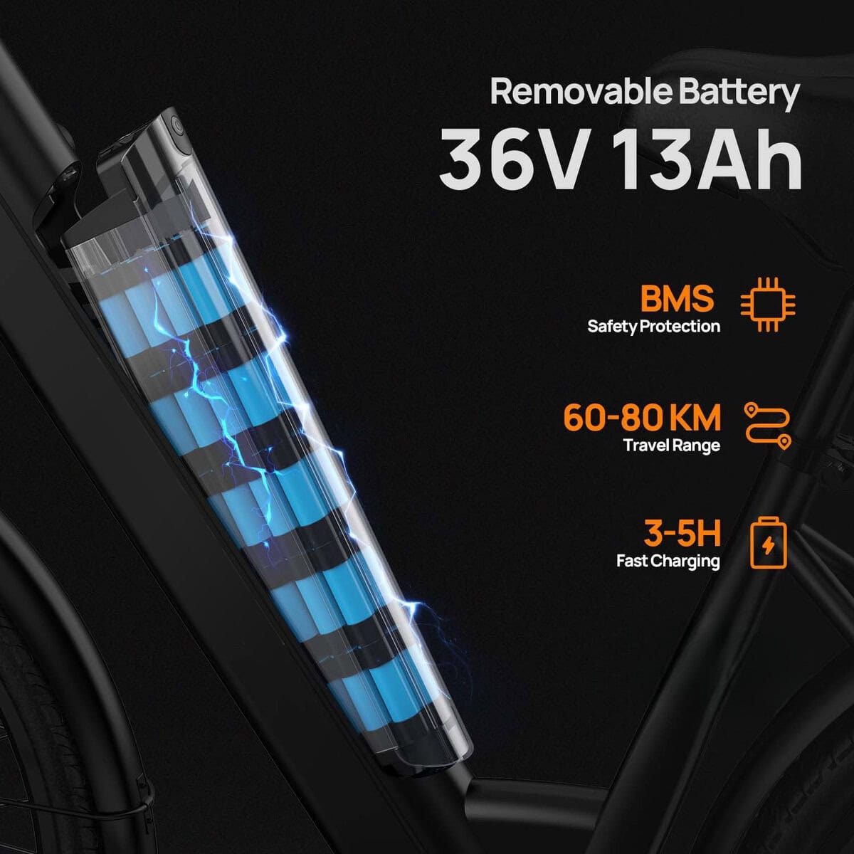 250W City Commuter Electric Bike with 36V 13Ah Battery