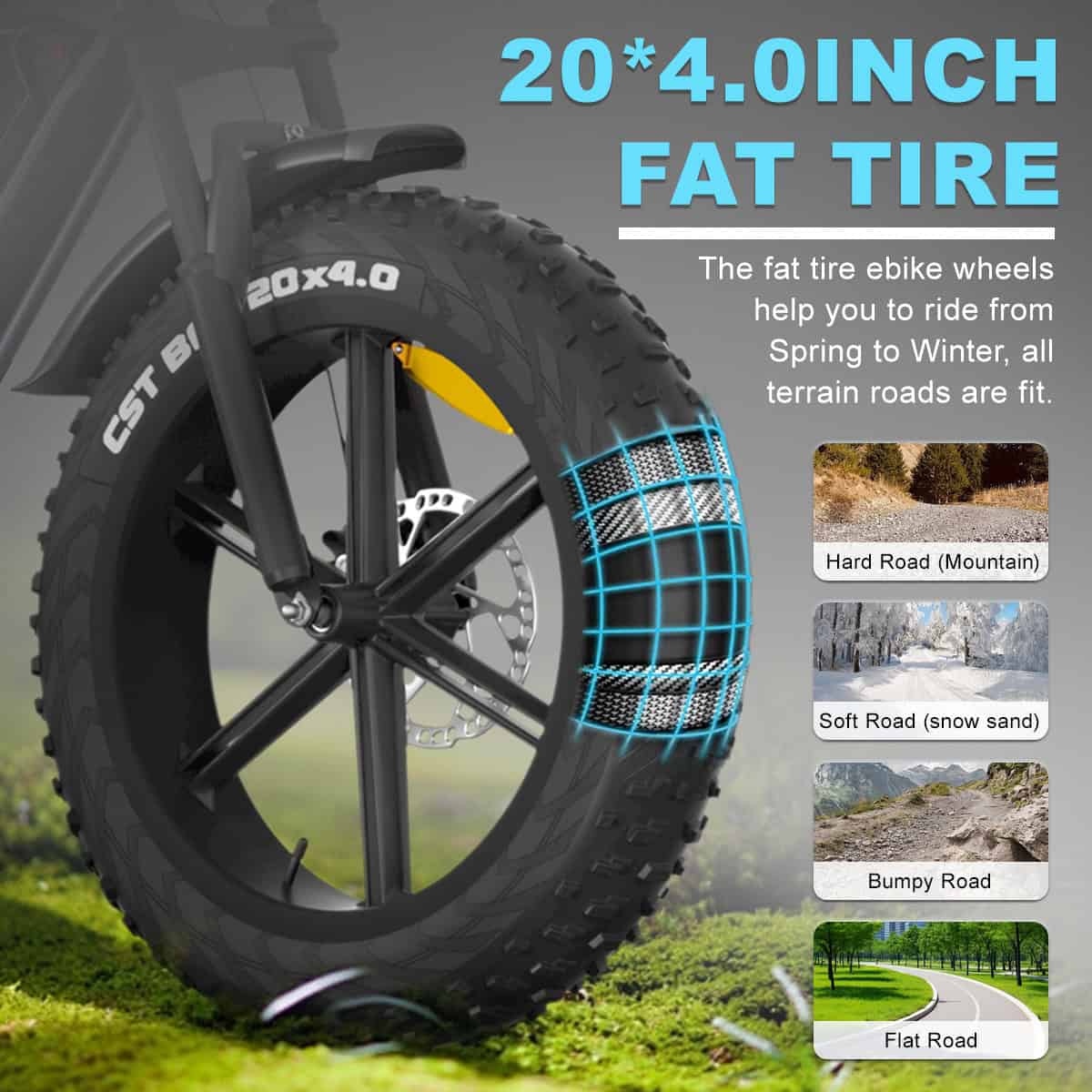 JANSNO X50 Electric Bike 250W Foldable Fat Tire E-Bike