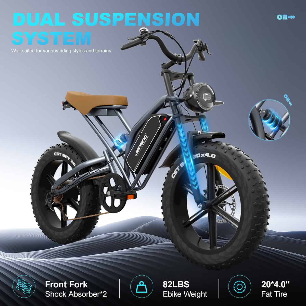 JANSNO X50 Electric Bike 250W Foldable Fat Tire E-Bike