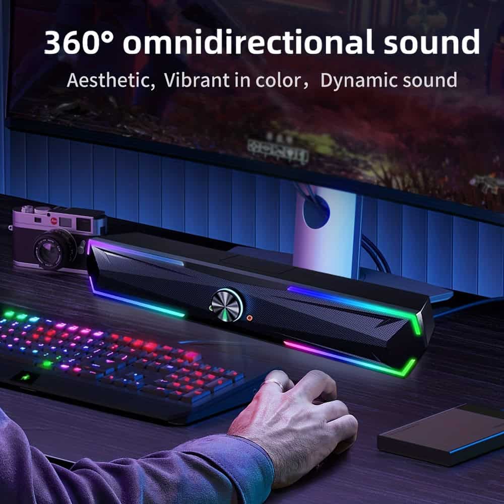 Wireless PC Soundbar Speaker with 4D Surround Sound