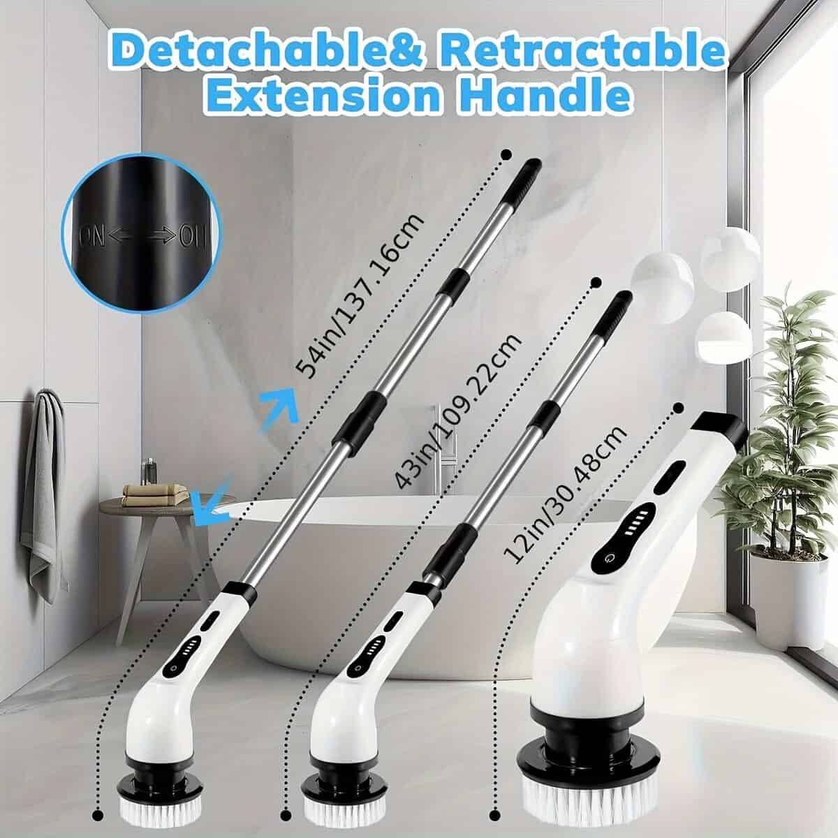 Cordless Electric Spin Scrubber with Adjustable Handle