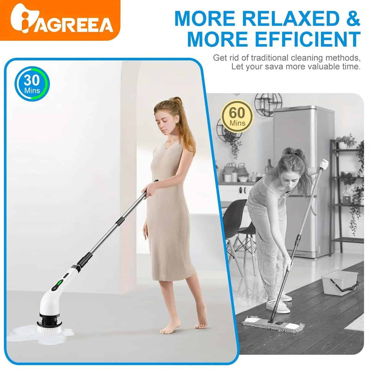 Cordless Electric Spin Scrubber with Adjustable Handle