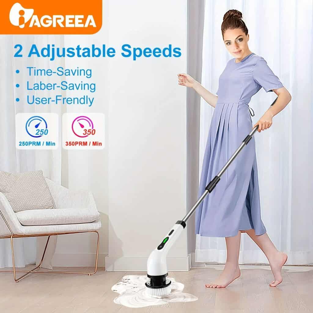 Cordless Electric Spin Scrubber with Adjustable Handle