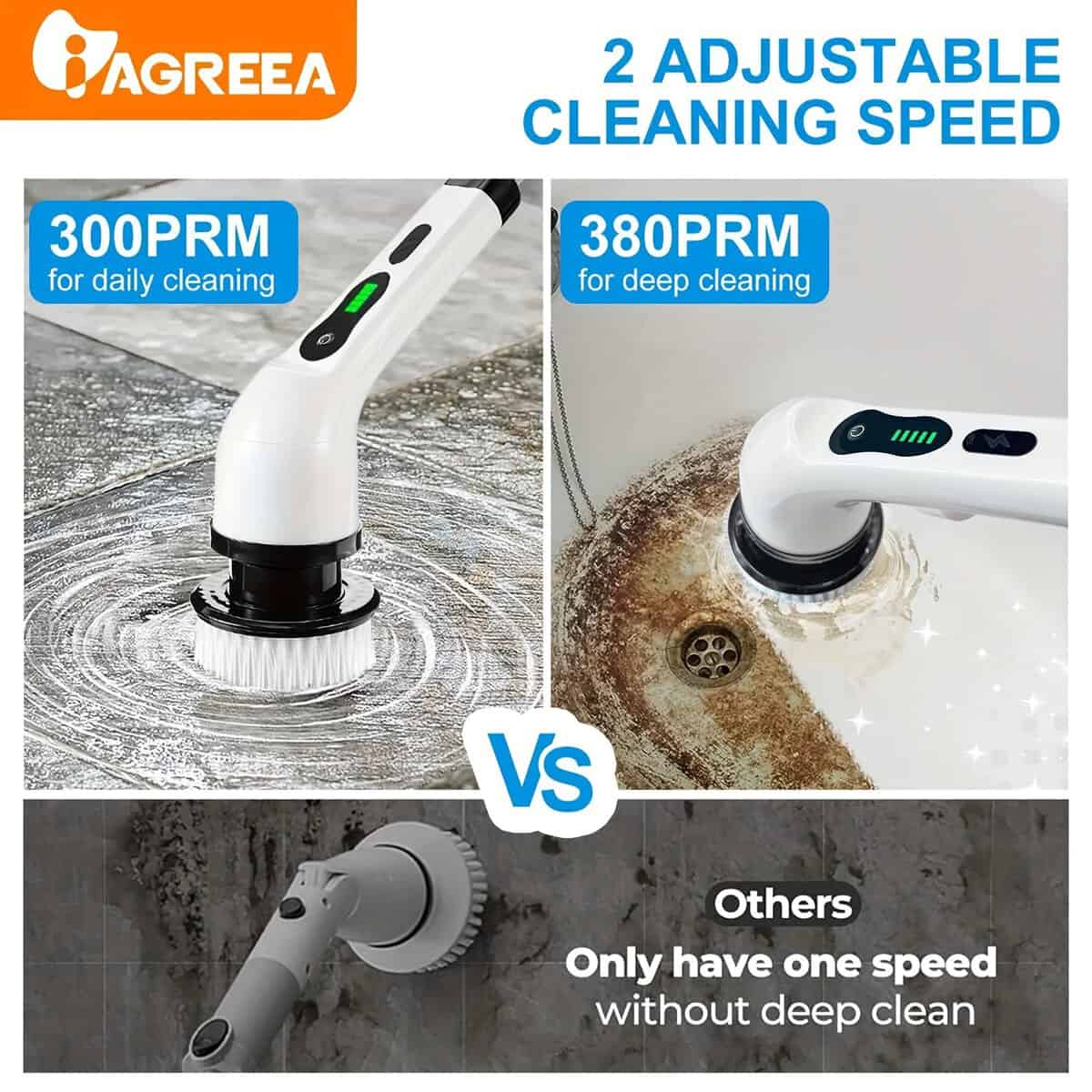 Cordless Electric Spin Scrubber with Adjustable Handle