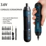 3.6V Cordless Electric Screwdriver with Adjustable Torque