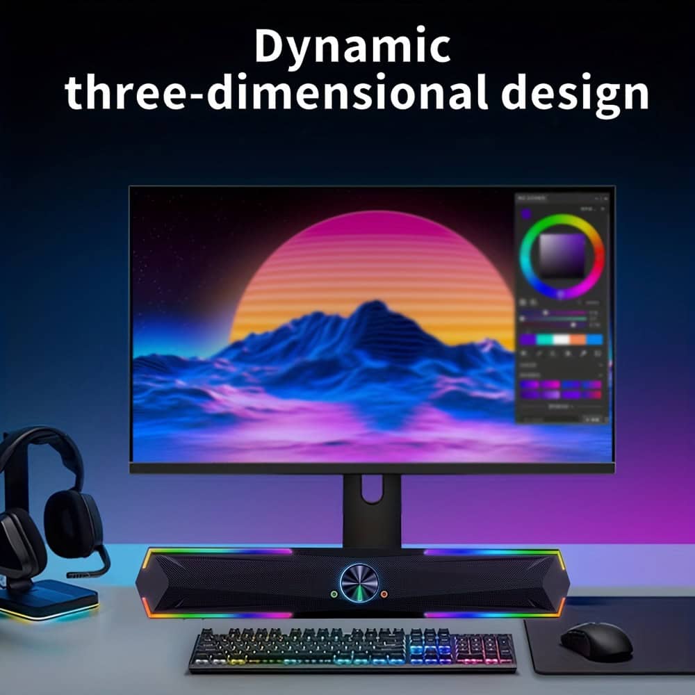 Wireless PC Soundbar Speaker with 4D Surround Sound
