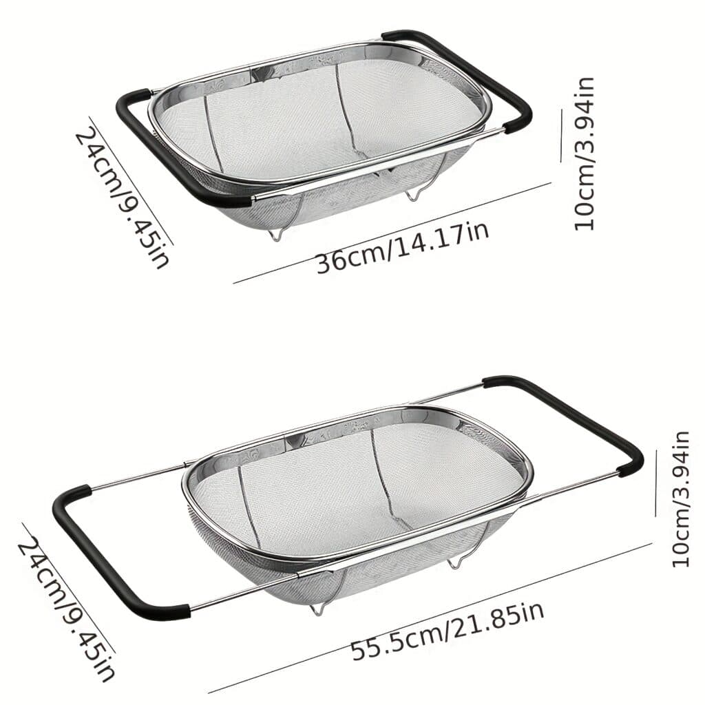 Stainless Steel Sink Colander Adjustable Drain Basket