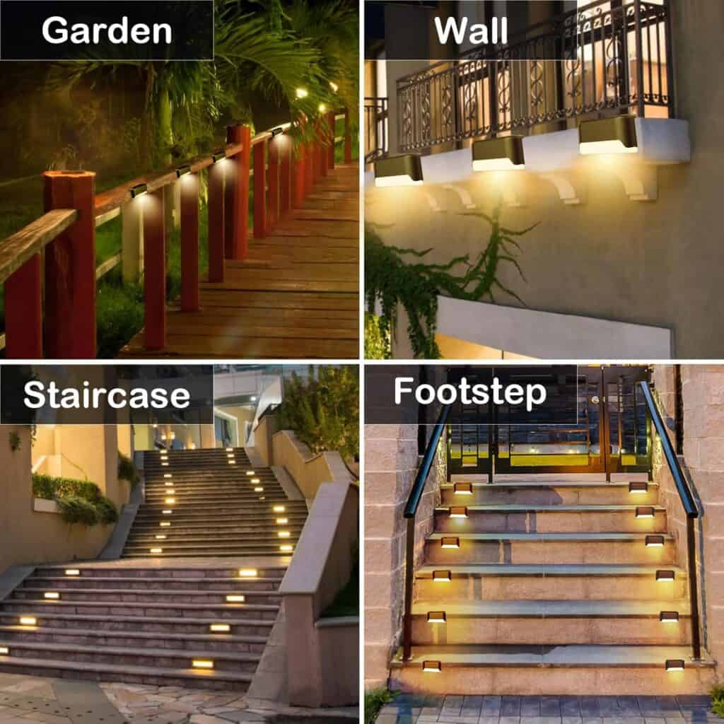 10PCS Solar Outdoor Garden Lights for Stairs and Decking