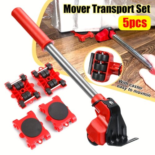 A 5pcs Heavy-Duty Moving Kit, Furniture Lifter, Furniture Slider Set, Furniture Moving Roller Tool, Labor-Saving Heavy Lifting Tool, Pulley Base for Moving Large Items, Effortless Redesign and Rearranging of Living Spaces, Sofa