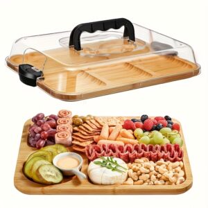 Cheese Board with Acrylic Lid for Serving and Entertaining