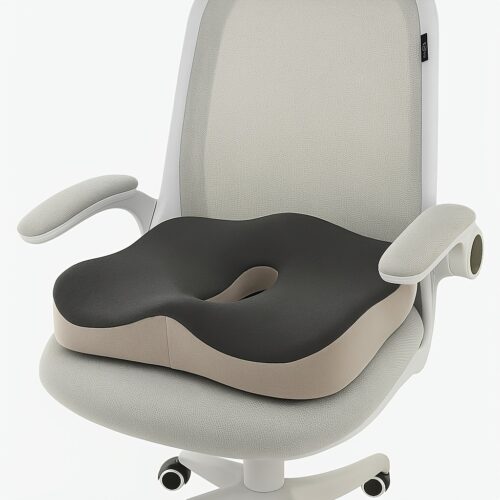 1 Memory Foam Cushion, Ergonomic Seat Pad with Center Notch for Long Hours of Sitting in Office/Home/Car or on Chairs and Desks – Soft Support & Non-Slip Bottom