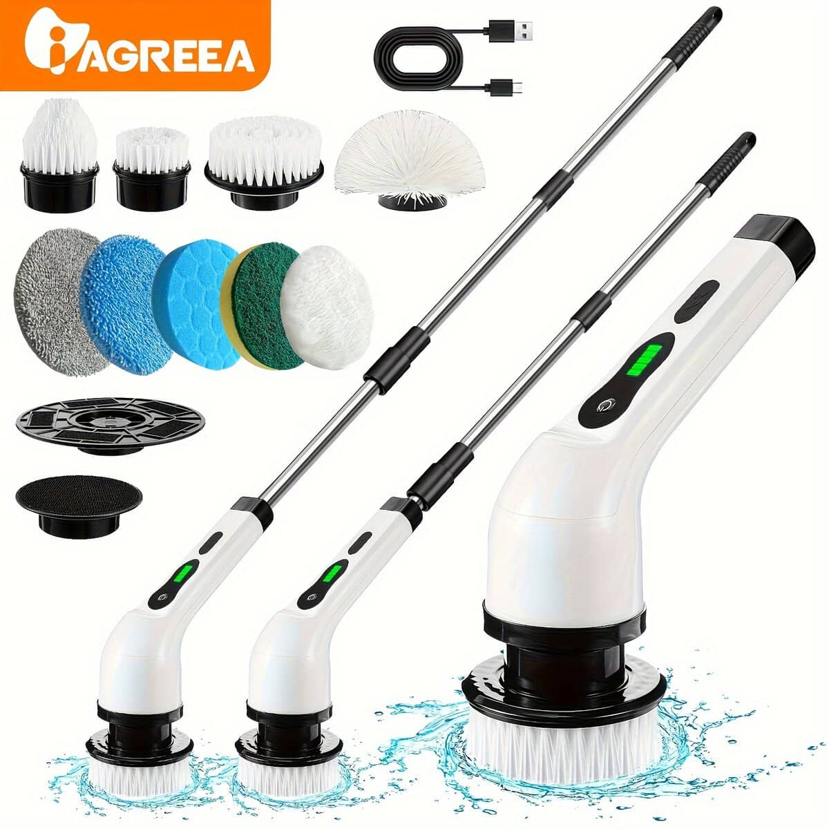 Cordless Electric Spin Scrubber with Adjustable Handle