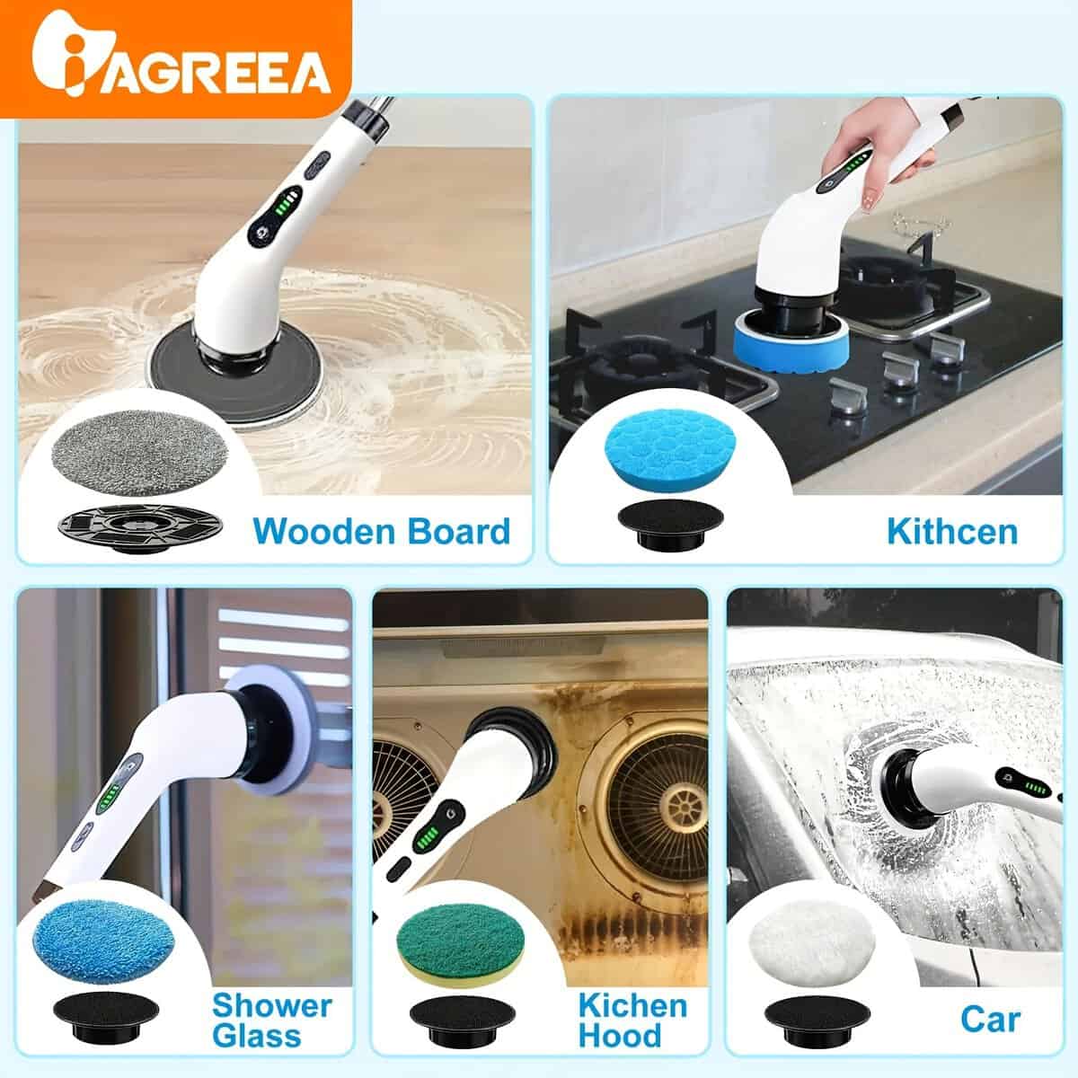 Cordless Electric Spin Scrubber with Adjustable Handle