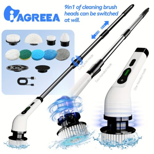 Cordless Electric Spin Scrubber with Adjustable Handle