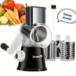 Rotary Cheese Grater and Vegetable Slicer with 3 Blades