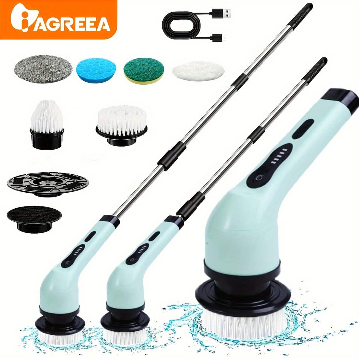 Cordless Electric Spin Scrubber with Adjustable Handle