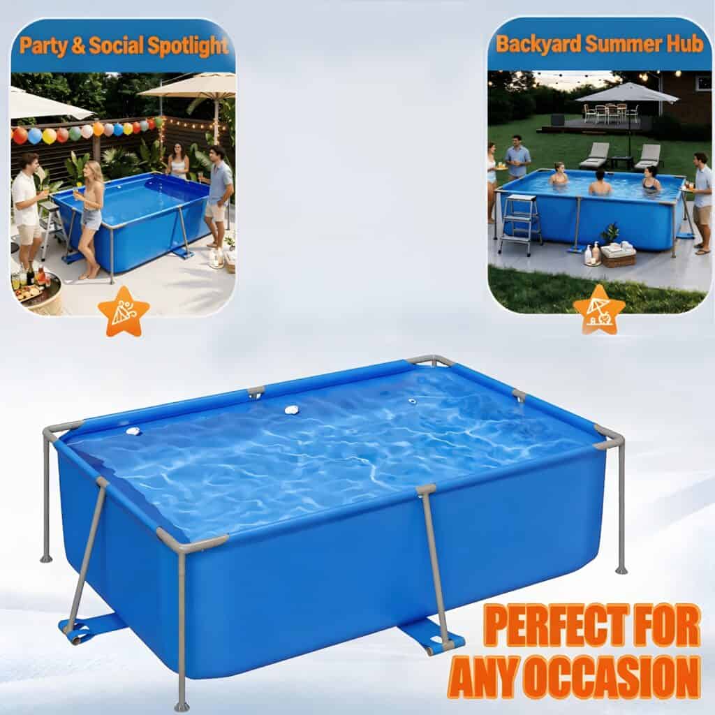 2.2m x 1.5m Above Ground Frame Pool with Metal Support