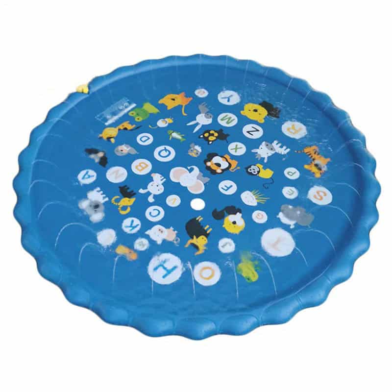 Inflatable Splash Pad Pool with Sprinkler and Learning Mat
