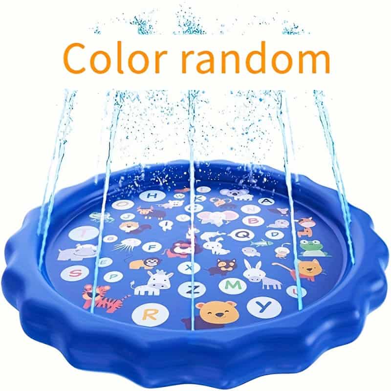 Inflatable Splash Pad Pool with Sprinkler and Learning Mat