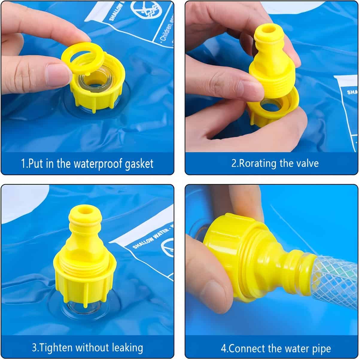 Inflatable Splash Pad Pool with Sprinkler and Learning Mat