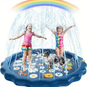 Inflatable Splash Pad Pool with Sprinkler and Learning Mat