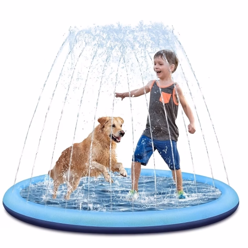 Inflatable Splash Pad Pool with Sprinkler for Kids and Dogs