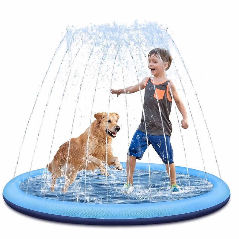 Inflatable Splash Pad Pool with Sprinkler for Kids and Dogs