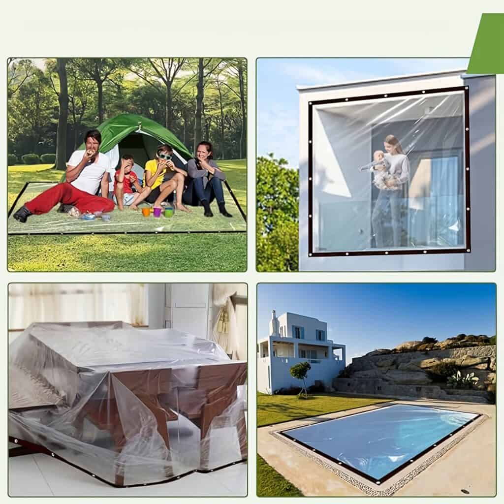 Heavy-Duty Transparent Waterproof Tarp with Reinforced Eyelets